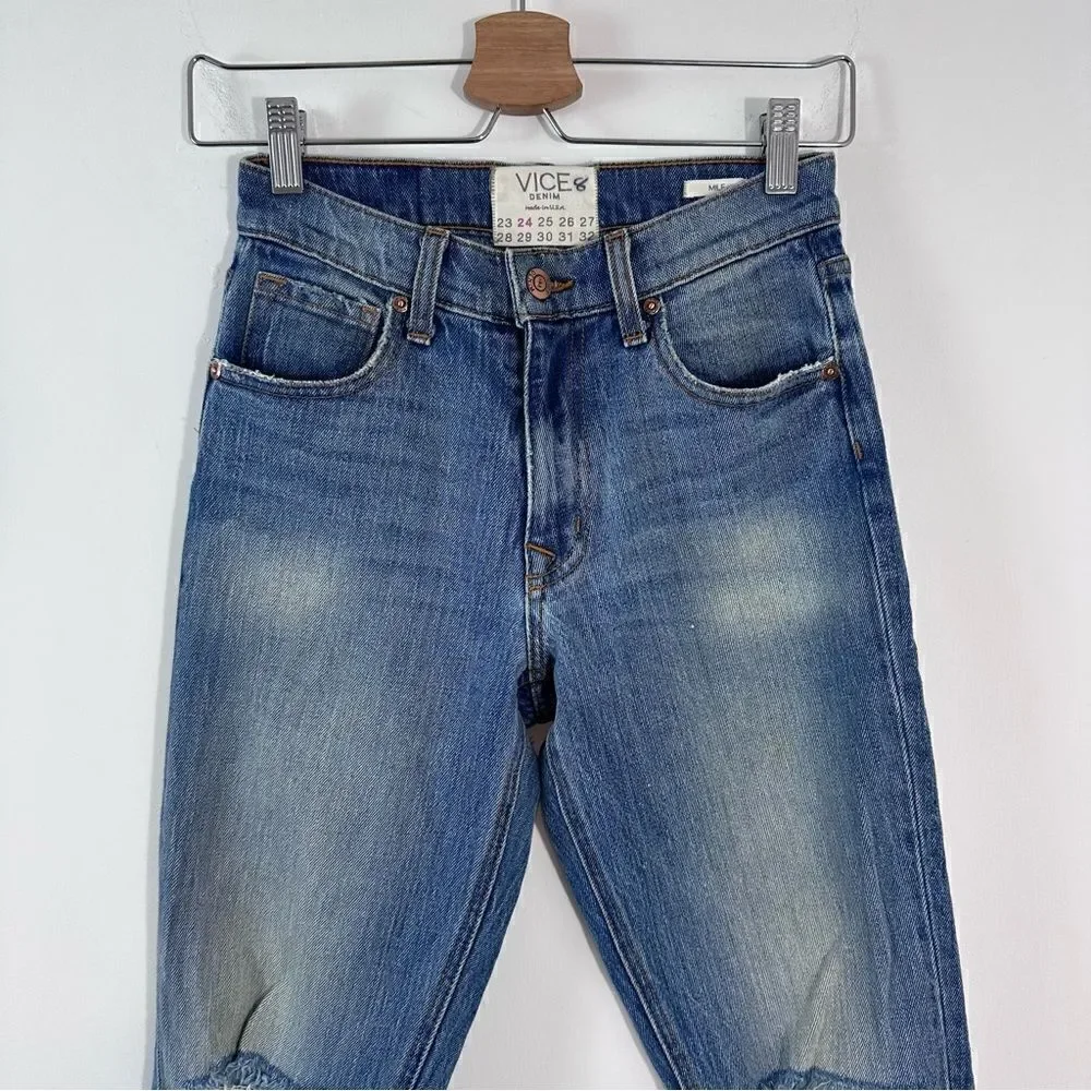 REVICE Milf Distressed Wide Leg Jeans